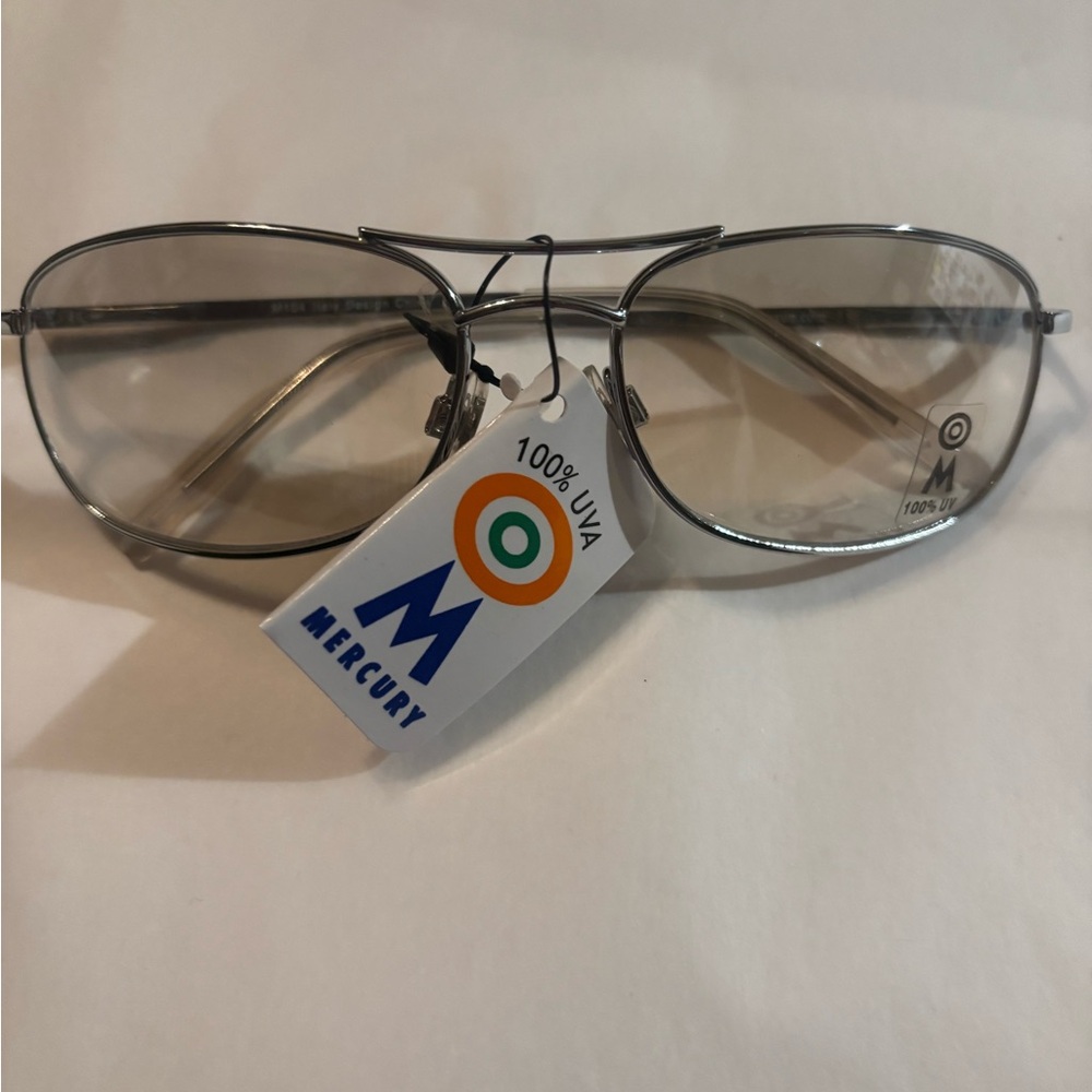 Silver Aviator Sunglasses Mercury brand 100 percent UVA protection.